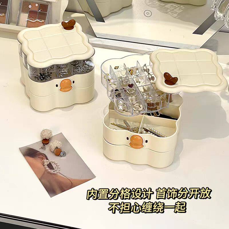 日本甄选旋转首饰盒精致发饰饰品首饰耳环盒戒指项链耳饰收纳盒