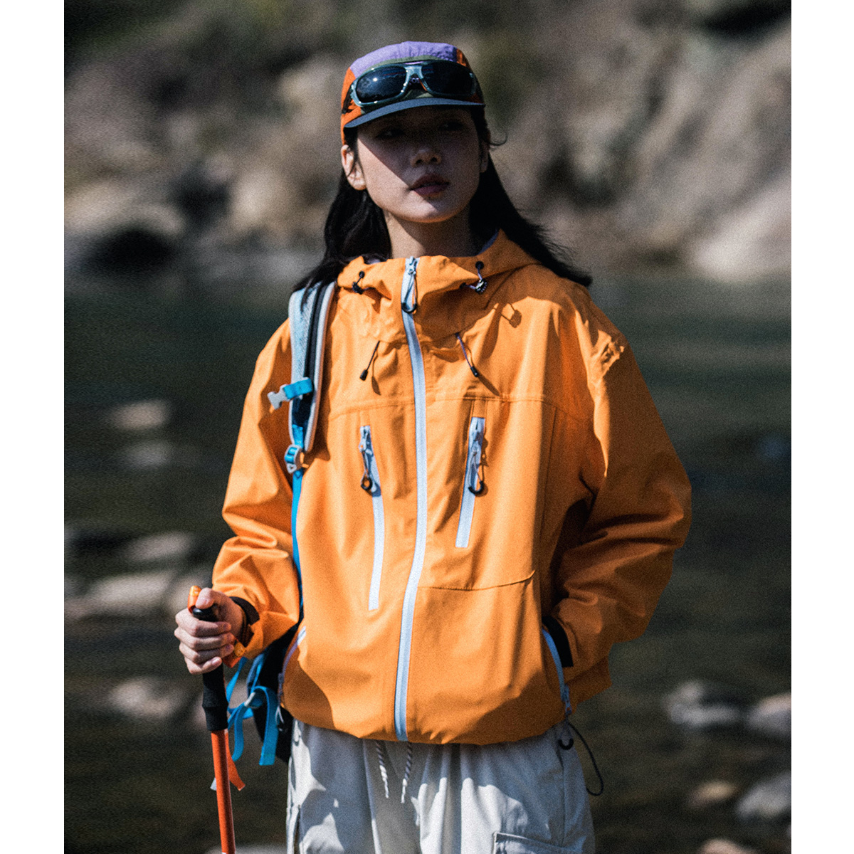 MountainValley山系户外三防连帽压胶冲锋衣轻量骑行运动夹克男女