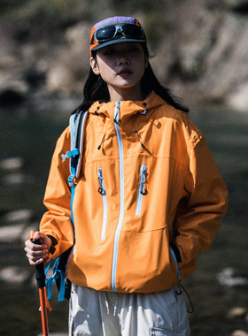 MountainValley山系户外三防连帽压胶冲锋衣轻量骑行运动夹克男女