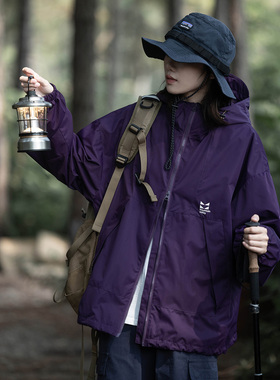 Mountain valley户外山系特氟龙三防连帽冲锋衣 男女三合一外套