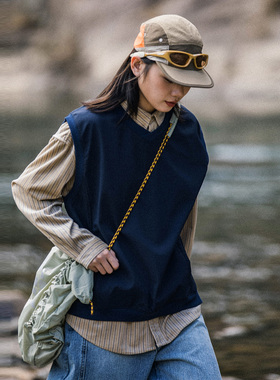 MountainValley户外机能双拉链设计马甲纯色无袖背心上衣男女马夹