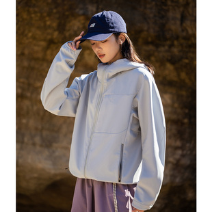 男女运动卫衣开衫 Mountainvalley秋装 户外加绒软壳连帽冲锋外套