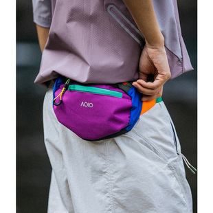 Mountainvalley户外撞色多巴胺徒步登山包腰包骑行斜挎包男女情侣