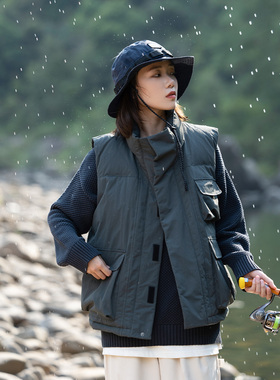 Mountain valley冬装户外山系防水白鸭绒马夹 男女加厚羽绒服马甲