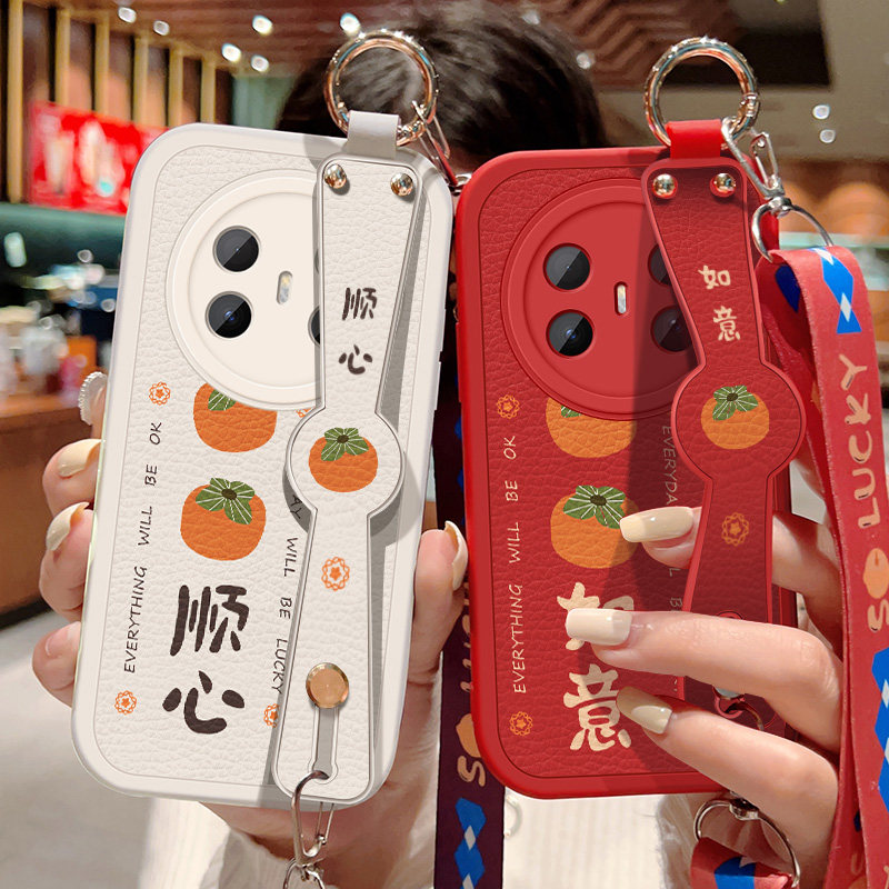 适用华为Mate70Air手机壳防摔SUP-AL90硅胶软边mate70air可斜挎腕带镜头全包边保护套女喜庆文字背带挂绳新款