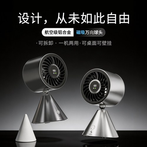 Mros摩斯磁吸款桌面金属小风扇