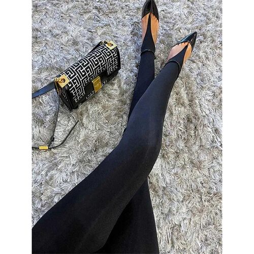 Korean Fashion Winter Black High Waisted Skinny Y2K Women Pa
