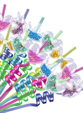 Cartoon Christmas Reusable Straw Cute Mouse Unicorn Crown Me