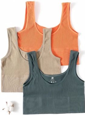 Women Tank Top Sports Ribbed Female Crop Tops Seamless Wirel