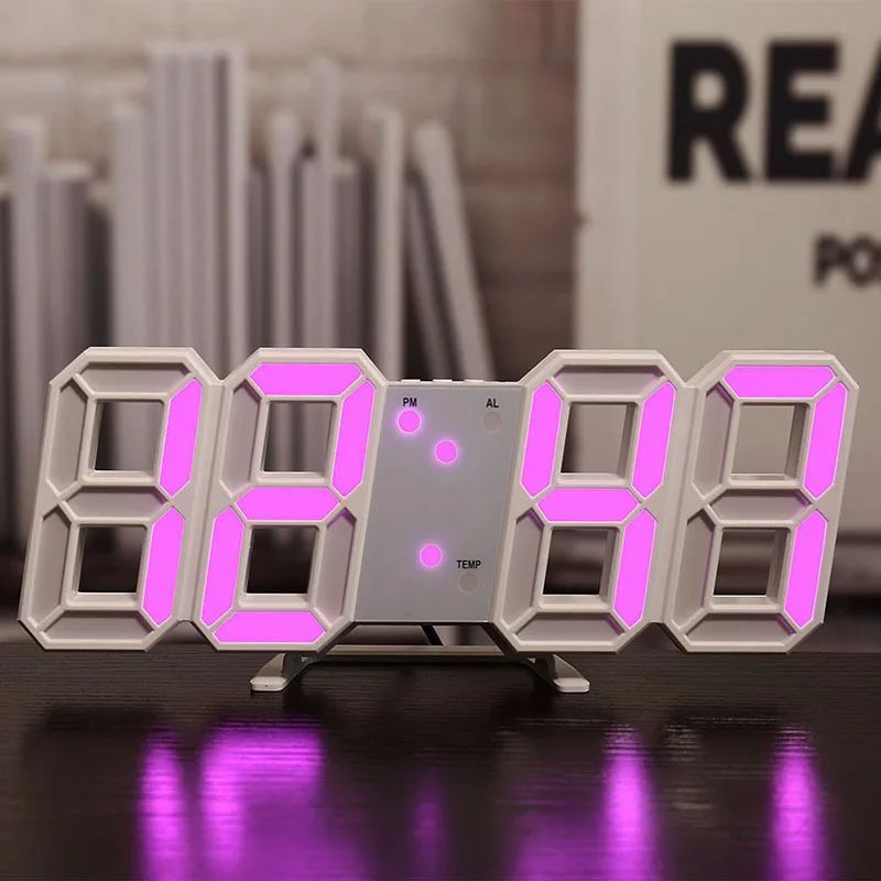 3D LED Digital Alarm Clock Wall Clock, Desk Alarm Clock,Time
