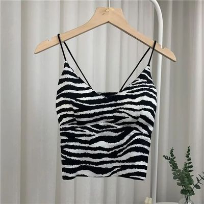 Leopard Print Seamless Crop Top Camisole for Women Ice Silk