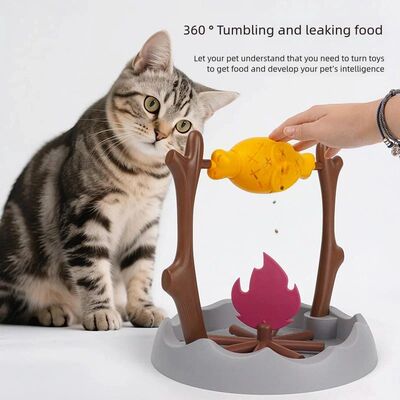 Cat and dog toys, roasted chicken leg 360° rotating food hi
