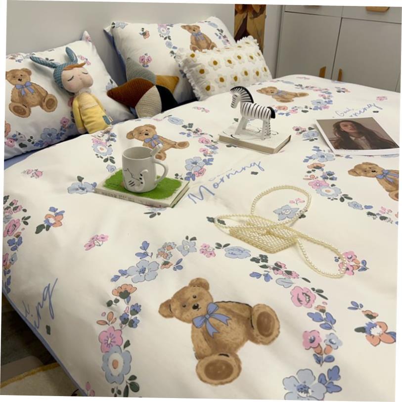 4 pcs bed sheets set beddings cotton flat sheet pillowcases1