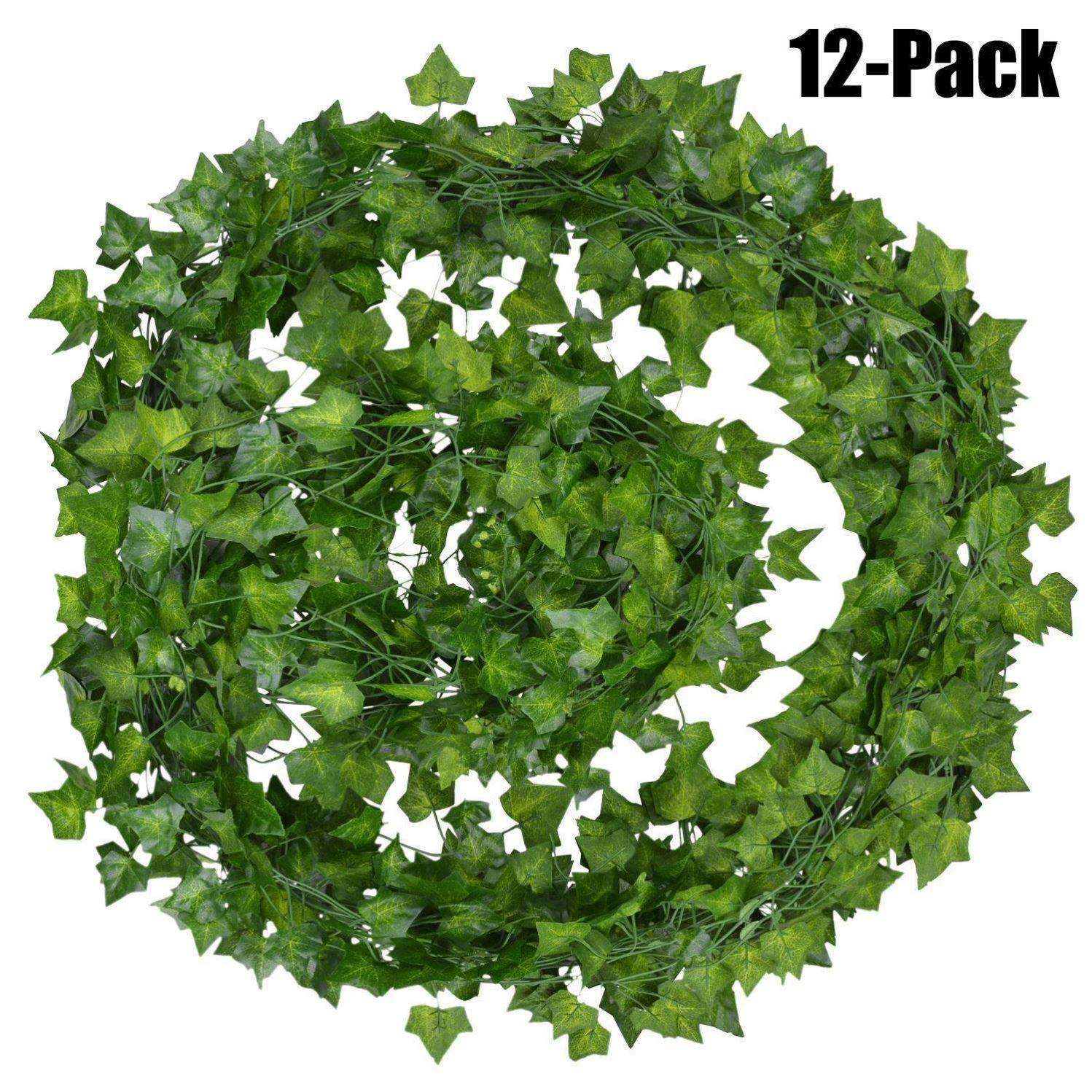 12pcs 2M Ivy green Fake Leaves Garland Plant Vine Foliage