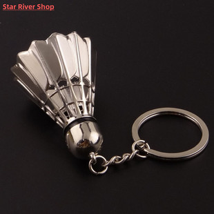 Silver Alloy Badminton Keychain For Men Women Football and S