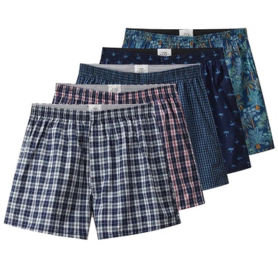 S-XL Mens Cotton Underwear Boxer Shorts Casual Plaid Elastic