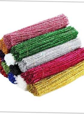 100pcs Glitter Chenille Stems Pipe Cleaners Plush Tinsel Ste