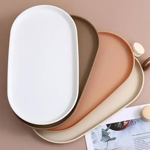 Simple solid-color plate, camping oval plate, fruit plate, m