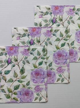Purple Flower Paper Napkins Wedding 紫色花婚礼蝶骨巴特餐巾纸
