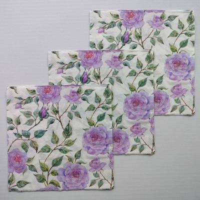 Purple Flower Paper Napkins Wedding 紫色花婚礼蝶骨巴特餐巾纸