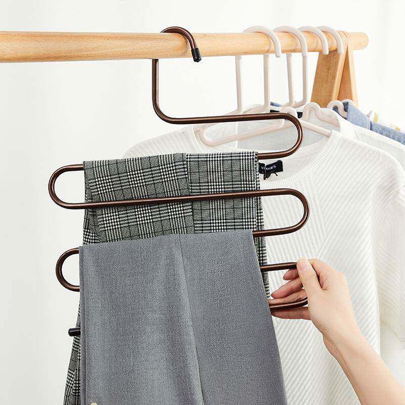 layers S Shape Iron Wardrobe Storage Hangers Pants Trouser