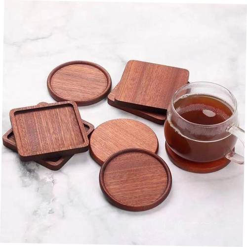1PC Solid Walnut Wood Coaster Round Square Beech Wood Cup Ma