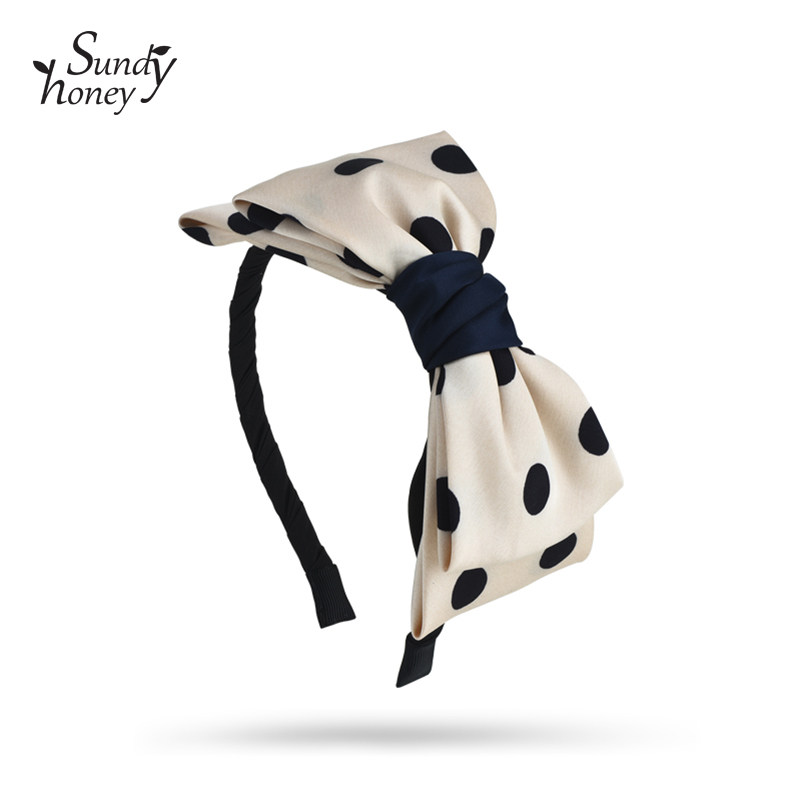 SundyHoney波点简约蝴蝶结发箍甜美显脸小拍照小心机布艺发箍,饰品/流行首饰/时尚饰品新,发饰,淘宝优惠券,粉丝福利购,淘宝优惠卷