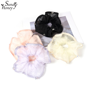 Sundyhoney钟灵毓秀大肠发圈珍珠镶嵌网纱头花唯美夏日清凉感发饰