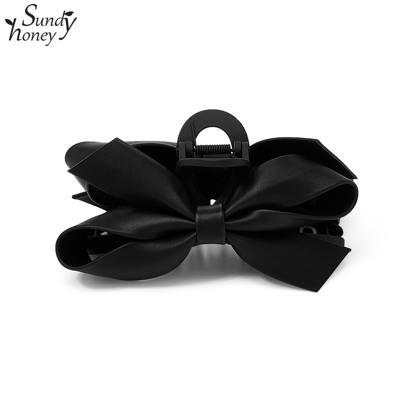 Sundyhoney抓夹高级感黑色蝴蝶结夹子头饰女大号发夹后脑勺鲨鱼夹