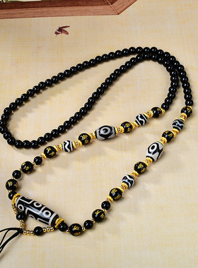 黑曜石手工编织吊坠挂绳唐卡吊坠