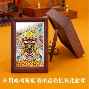 饰画 宝龙五爷店铺招财装 藏式 大唐卡彩色木质相框摆件黄财神金元