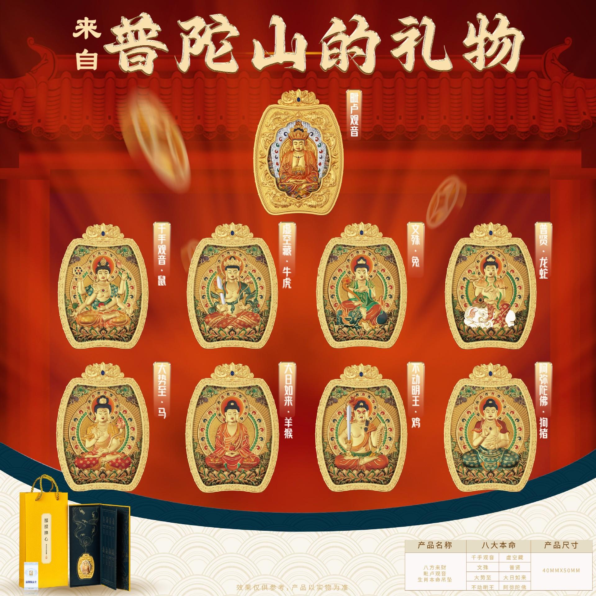 双面手工普陀山毗卢观音吊坠八大守护神生肖守护唐卡佛牌挂件项链