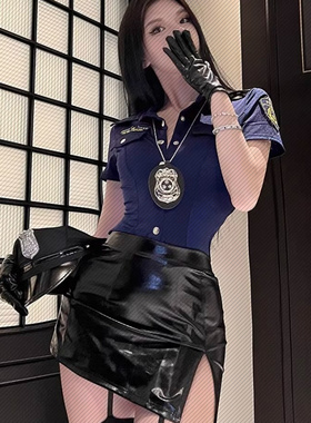 weisgirl欧美风女警cos夜场纯欲御姐女王OL秘书制服套装皮裙