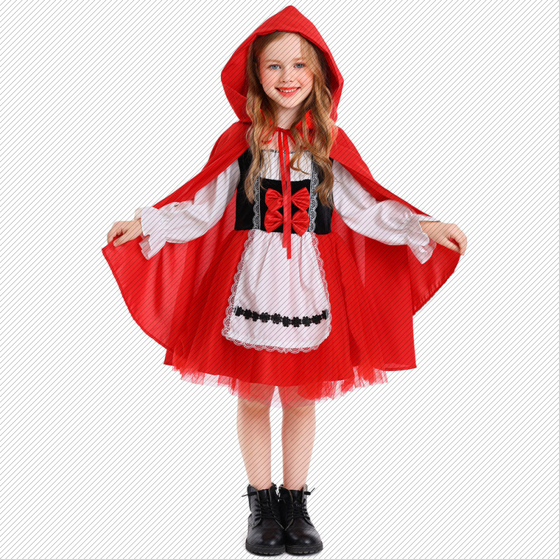 万圣节服装 儿童女童新品小红帽演出服halloween化妆舞会小红帽服
