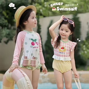 2026儿童泳衣女童小童涤纶连体小清新可爱印花度假沙滩温泉