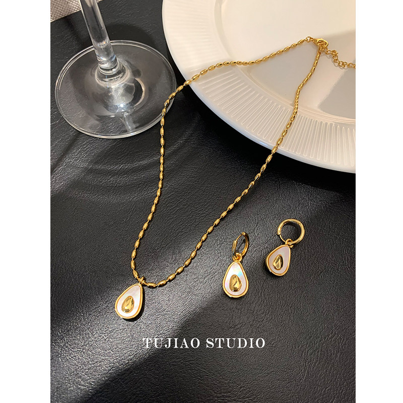 Tujiao 小众设计感贝母牛油果时髦高级感气质个性耳环米粒项链,饰品/流行首饰/时尚饰品新,项链,淘宝优惠券,粉丝福利购,淘宝优惠卷