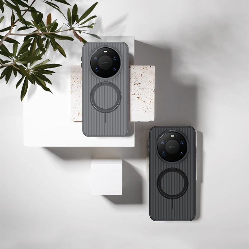 简约瓦楞透明适用华为mate80ProMax手机壳磁吸旋转支架mate80pro磨砂Mate70Pro商务高级感Pura80防摔保护壳