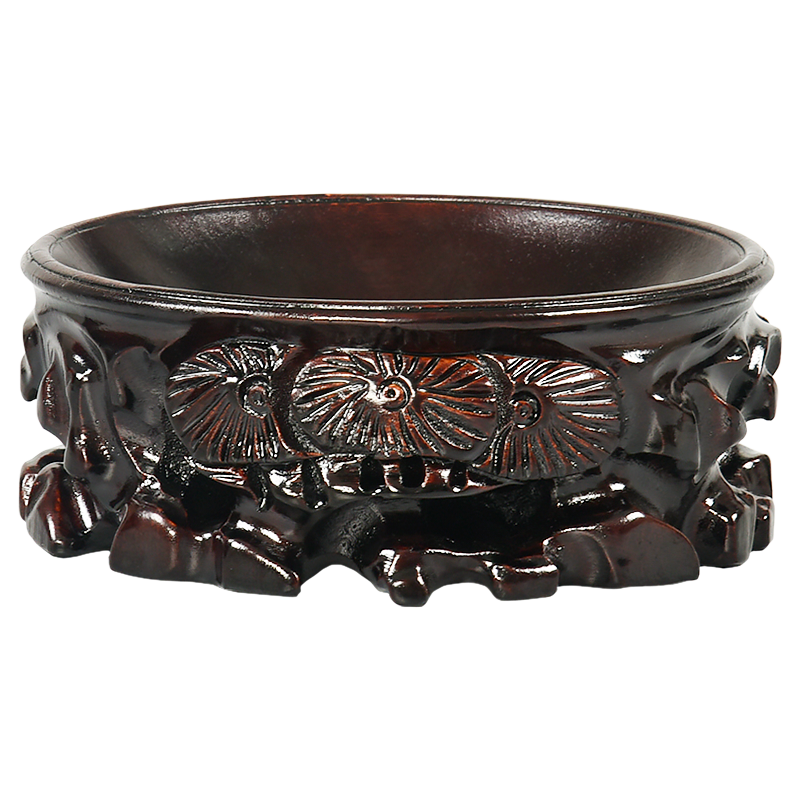 实木根雕刻葫芦底座文玩核桃水晶球凹面底托工艺品保健球木托架子