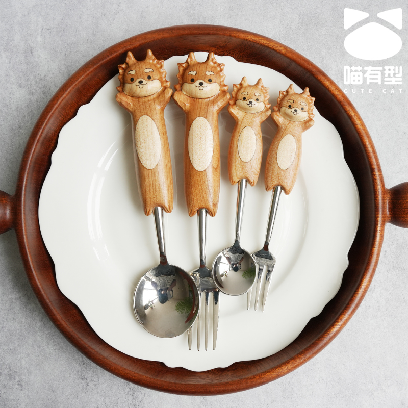喵有型勺叉包邮非遗木雕