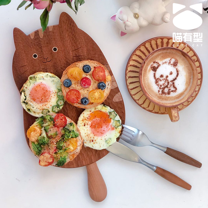 喵有型龙猫实木手柄手工餐具日式