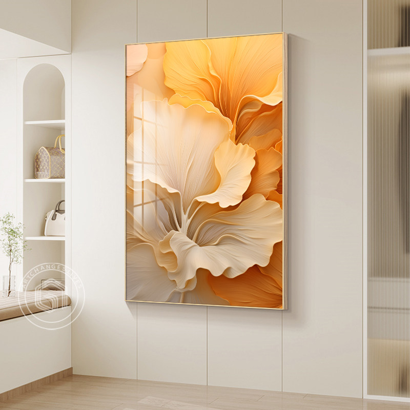 2024新款奶油风客厅装饰画橙色银杏叶玄关过道壁画沙发背景墙挂画,家居饰品,现代装饰画,淘宝优惠券,粉丝福利购,淘宝优惠卷