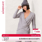 爱慕NYC家居服女可外穿诺玛德长袖 斜襟上衣睡衣AN450351