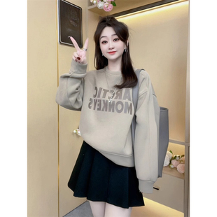 圆领卫衣女款秋冬2025新款爆款时尚洋气减龄女士宽松短款无帽上衣