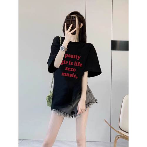 正肩夏季纯棉小众短袖减龄