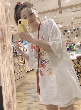 中长款白色oversize短袖2026新款T恤女欧货大版夏季爆款下衣失踪