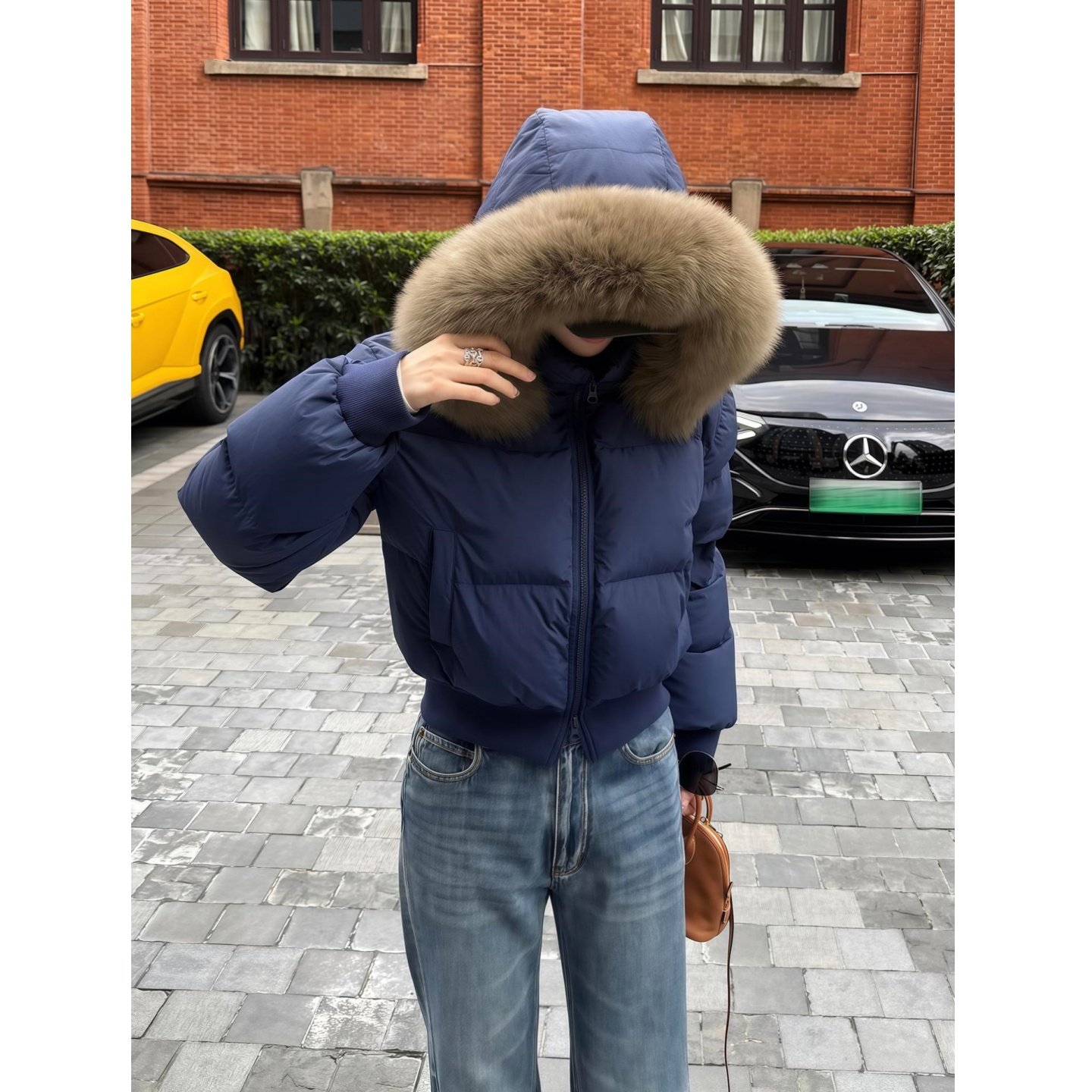 韩版短款收腰棉服女大毛领连帽加厚面包服小个子冬季保暖气质外套