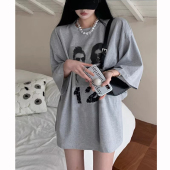 韩版 宽松休闲港味下衣失踪上衣chic潮 bf风复古印花纯棉t恤女半袖