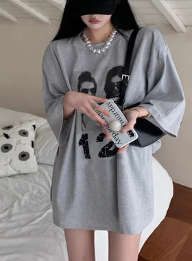 韩版bf风复古印花纯棉t恤女半袖宽松休闲港味下衣失踪上衣chic潮