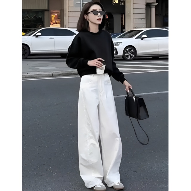 2025新款黑色早秋薄款卫衣女装高腰小个子长袖短款加绒加厚上衣冬