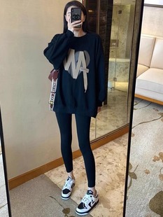 欧货爆款超好看的卫衣女秋冬新款高级感加绒加厚小个子中长款上衣